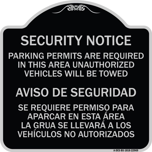 Parking Permits Are Required in This Area Unauthorized Vehicles Will Be Towed Aviso, BS-1818-22969